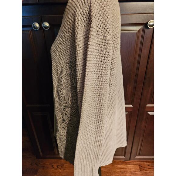 Indigo Soul Waffle Knit Long Sleeve Top Cream with Lace Detail Size 2X - Picture 4 of 11